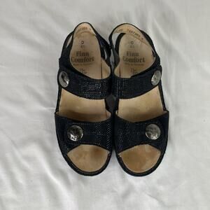 Finn Comfort Made in Germany Black Leather Sandals Size UK4.5 D/US 7, boho, chic